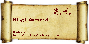 Mingl Asztrid névjegykártya